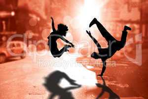 Composite image of cool break dancer