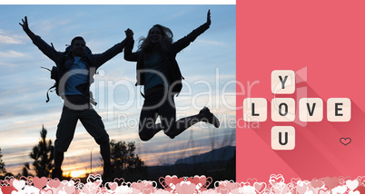 Composite image of cute valentines couple