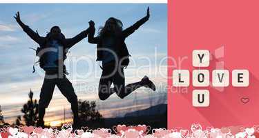 Composite image of cute valentines couple