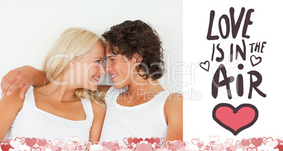 Composite image of cute valentines couple