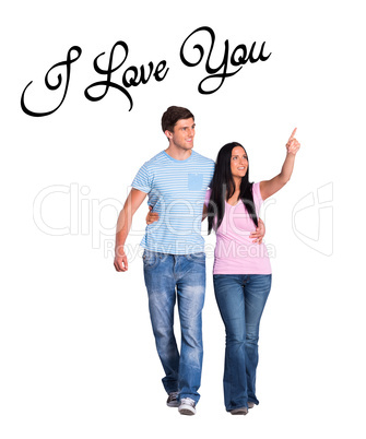 Composite image of cute valentines couple