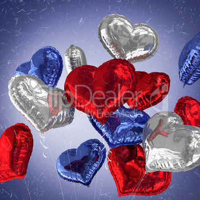 Composite image of heart balloons