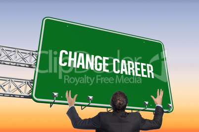 Change career against purple and orange sky