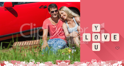 Composite image of cute valentines couple