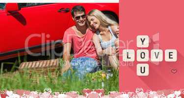 Composite image of cute valentines couple