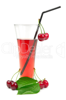 Cherry juice isolated on white background.