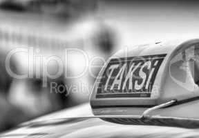 ISTANBUL, TURKEY - SEPTEMBER 13, 2014: Taxi on city streets. In