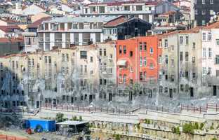 Straight row old colored houses in Istanbul - Turkey