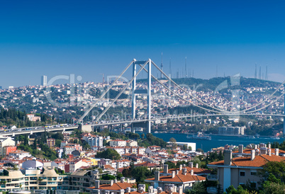 Wonderful aerial view of Bosphorus Bridge in Istanbul