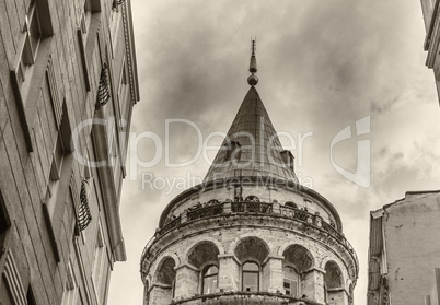 Magnificence of Galata Tower in Beyoglu, Istanbul, Turkey