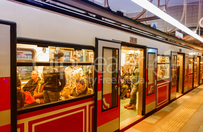 ISTANBUL - OCTOBER 27, 2014: Istanbul tunnel train in Beyoglu. T