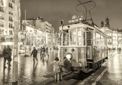 ISTANBUL, TURKEY - OCTOBER 27, 2014: The Taksim-Tunel Nostalgia