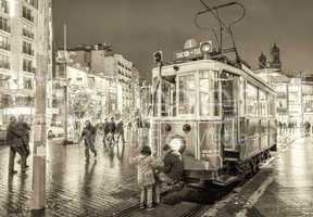 ISTANBUL, TURKEY - OCTOBER 27, 2014: The Taksim-Tunel Nostalgia