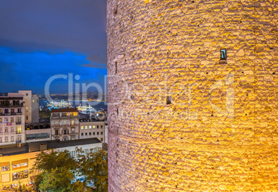 Galata Tower at night with Istanbul city view