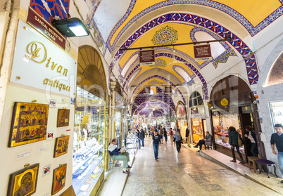 ISTANBUL, TURKEY - SEP 15: Grand Bazaar on September 15, 2014 in