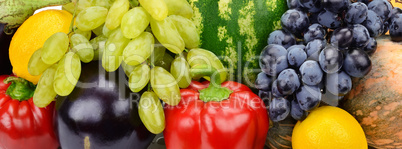 bright background of fruits and vegetables