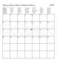 Calendar of year 2015 - February