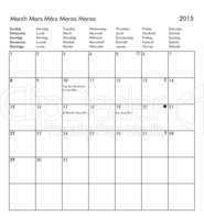 Calendar of year 2015 - March