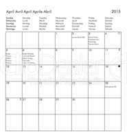 Calendar of year 2015 - April