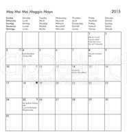 Calendar of year 2015 - May