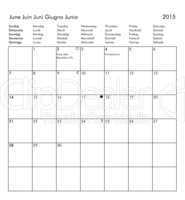 Calendar of year 2015 - June