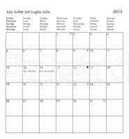 Calendar of year 2015 - July