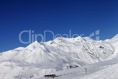 Ski slope at nice sun day