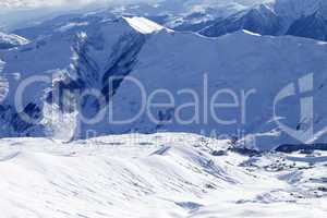 Top view on ski resort at sun day