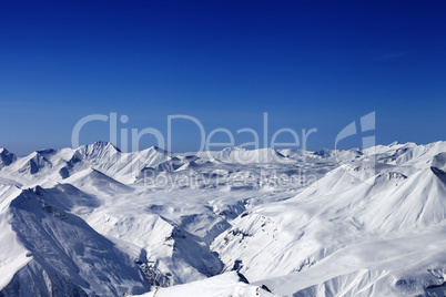 Snow plateau and blue clear sky