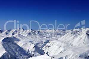 Snow plateau and blue clear sky