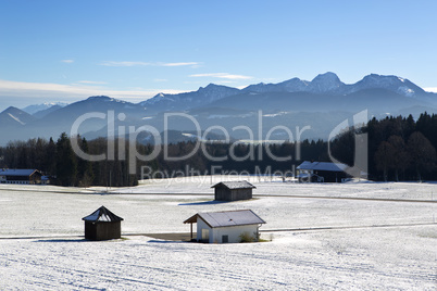 Snowy landscape in the Bavarian mountains