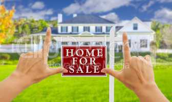 Hands Framing For Sale Real Estate Sign and New House