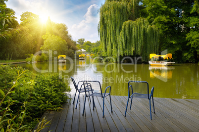 platform beside lake in park