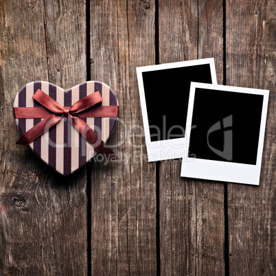 Heart Shaped Box and Two Blank Photo Frames