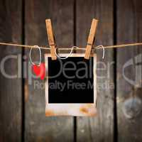 Photo Frame with Paper Heart Hang on Rope