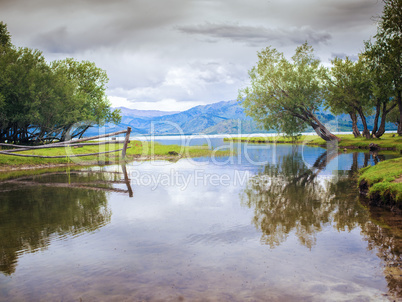 Cloudy Day At The Lake In Kazakhstan