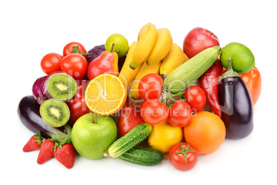 fruits and vegetables isolated on white background