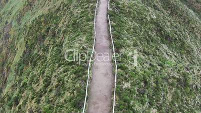 Aerial View over Mountain Trail, Sao-Miguel Azores