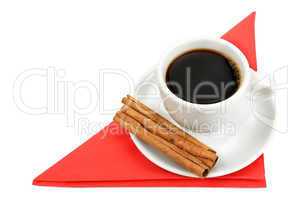 cup of coffee on a red napkin