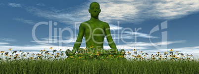 Green meditation - 3D render