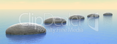 Steps on the ocean - 3D render