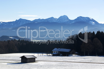 Snowy landscape in the Bavarian mountains