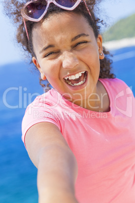 Mixed Race African American Girl Child Selfie Sunglasses