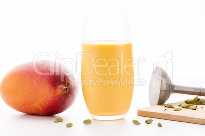 One Glass Of Mango Lassi And A Whole Fruit