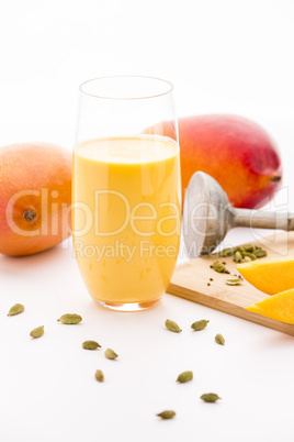 Blended Mango Fruit Shake, Mangoes And Cardamom