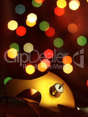 Broken bauble Christmas Tree and magic bokeh.