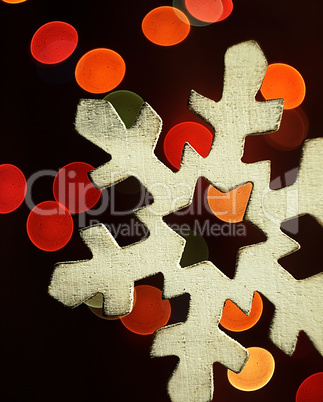 Huge snowflake and magic bokeh.