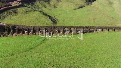 Flying Over the Agricultural Green Fields, Sao-Miguel Azores