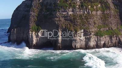 Flying over the High Cliffs and Ocean Waves, Sao-Miguel Azores