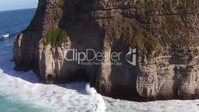 Flying over the High Cliffs and Ocean Waves, Sao-Miguel Azores